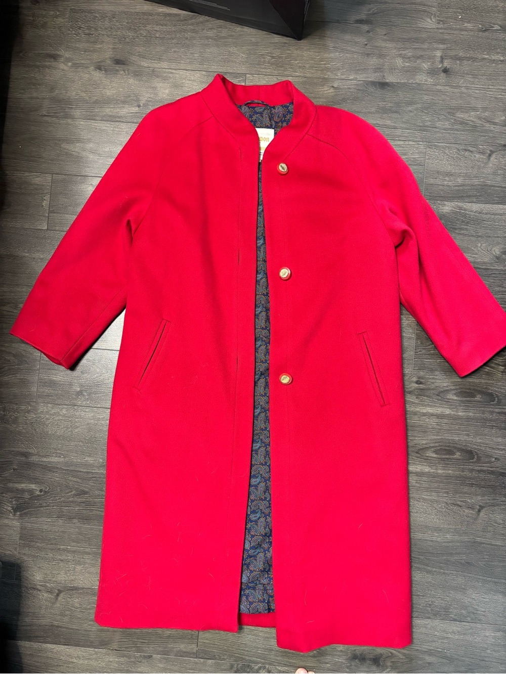 Vintage London Fog Vibrant Red Collarless Trench Coat